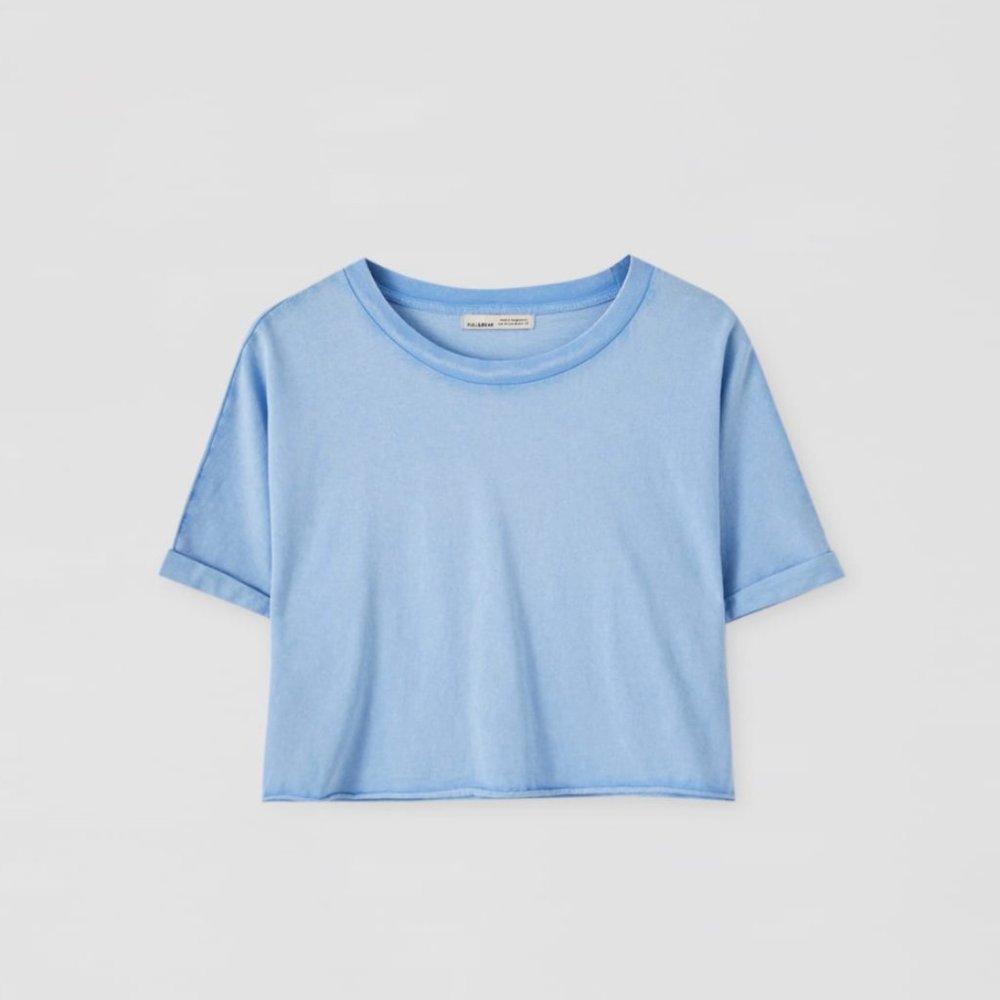 Pull&Bear blue cropped tee